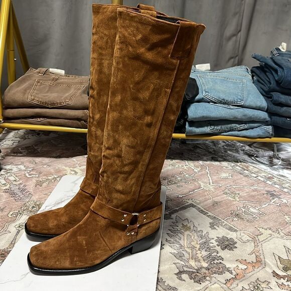 Free People Lockhart Harness Tall Boots in Brown Suede - Picture 6 of 9